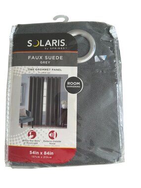 SOLARIS Dark Gray Faux Suede Room Darkening Panel Curtain NEW in package